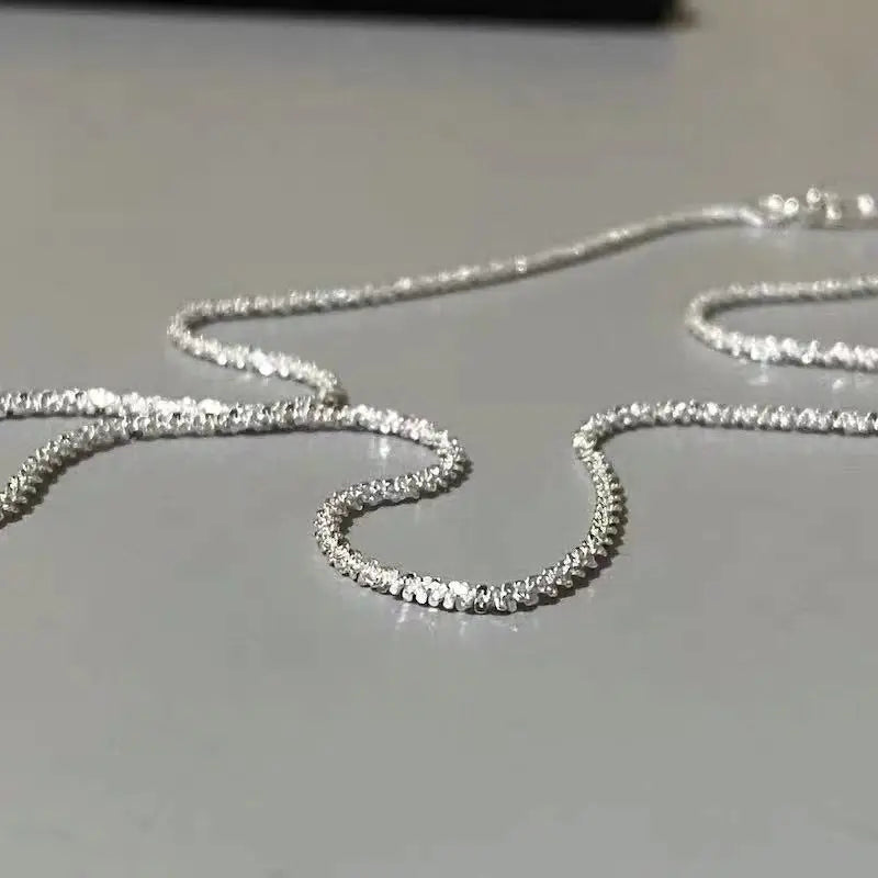 Italian 925 Sterling Silver Sparkling Clavicle Chain Shiny Choker Exquisite Necklace For Women Girls Fine Jewelry Wedding Gift