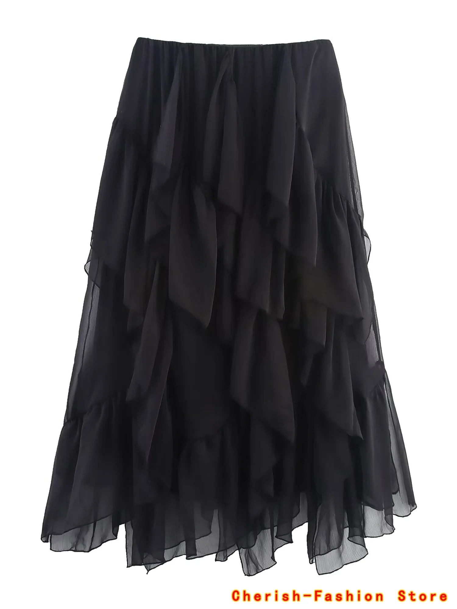Irregular Ruffles Cake Skirt Pleated Cake Womens Skirt High Waist Faldas Mujer Japan Style Eleganr Skirts Spring Summer 2025