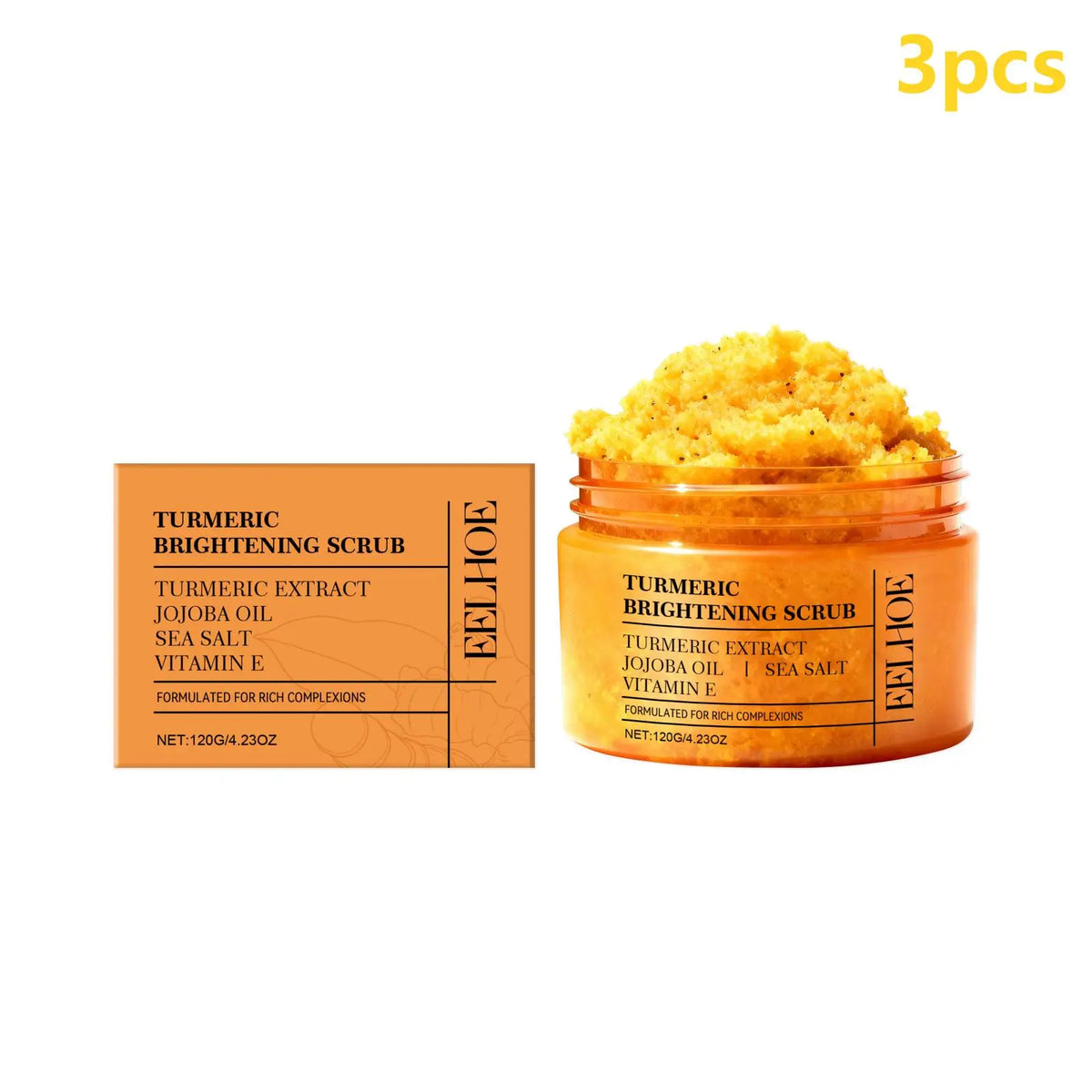 EELHOE Turmeric Scrub Lighten Skin Brightening Products Full Body Cleaning Dead Skin Remover Smooth Sea Salt Exfoliating Scrub
