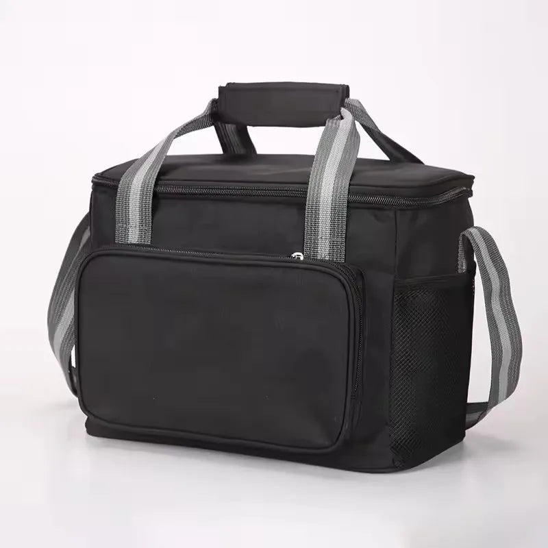 Bolsa Térmica Aislada Grande Negra Impermeable Antifugas Engrosada de Mano/Hombro para Picnic al Aire Libre