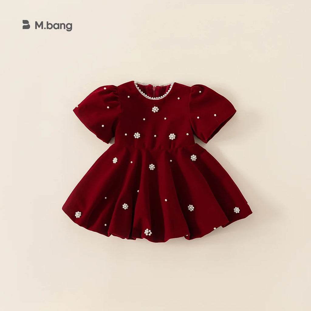 Girls Pearl Red Princess Dress