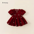 Girls Pearl Red Princess Dress