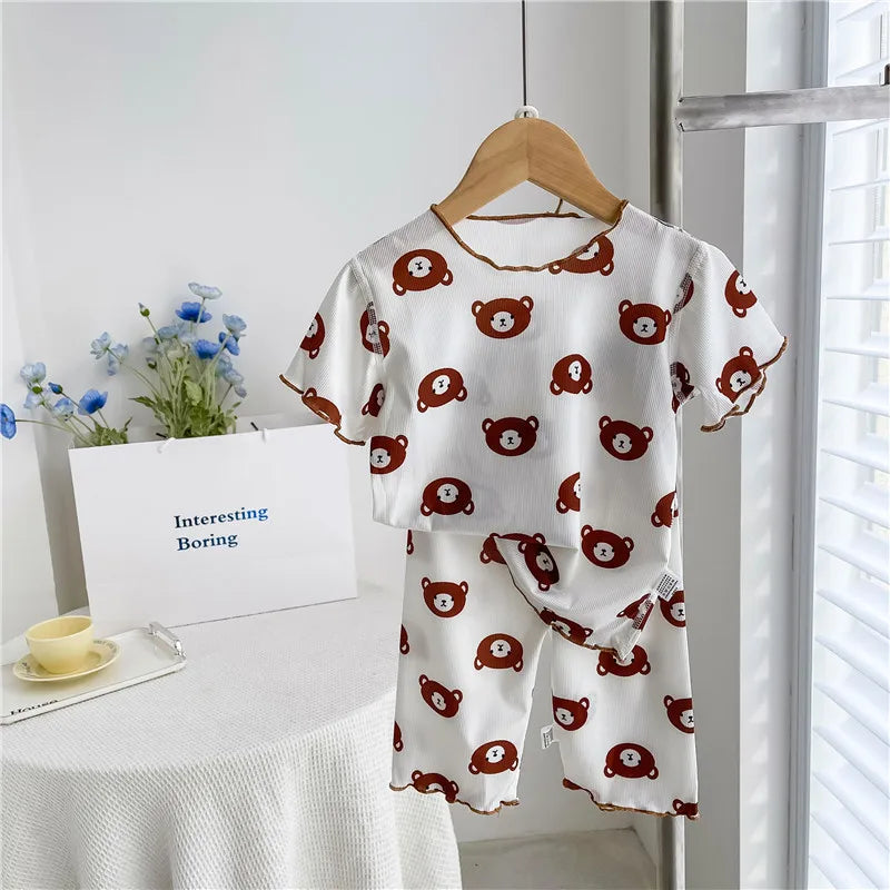 Girls Sweet Summer Style 2PCS SETS kids' sets and outfits Roupas Infantil Menina Short Sleeve T-Shirt and Shorts