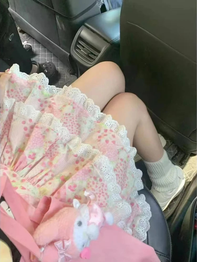 Mini Skirts for Women Sweet Cute Jupe Fashion Summer Japanese 2026 Faldas Mujer De Moda Bow Polka Dot Ruffles Y2k Skirt