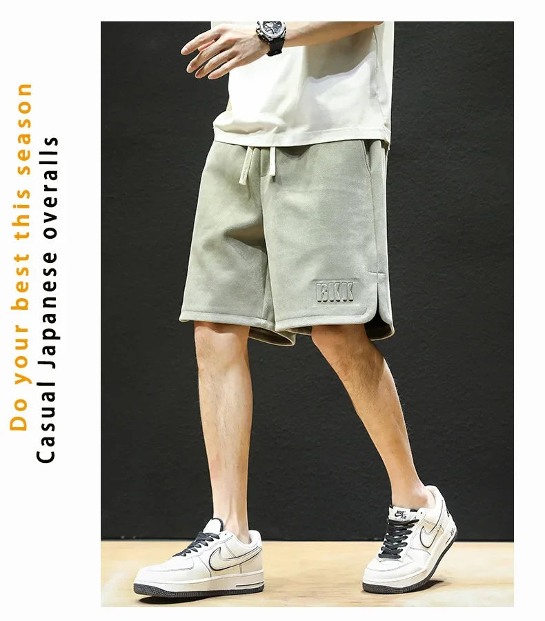 American Style High Street Men's Summer Thin Knit Sweatpants Casual Trendy Brand Plus Size Straight Leg Loose Fit Five Minute Pa