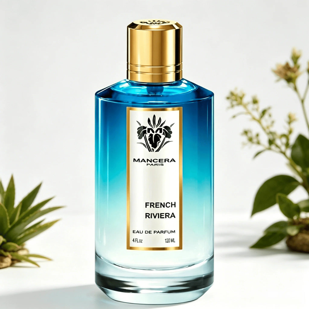 Mancera Paris French Riviera EDP Perfume For Unisex Crisp Sea Salt Aquatic Bergamot Citrus Woody Aroma Long Lasting Bright Blue Gradient Octagonal Glass Bottle With Shiny Gold Cap Outdoor Summer Vacation Present