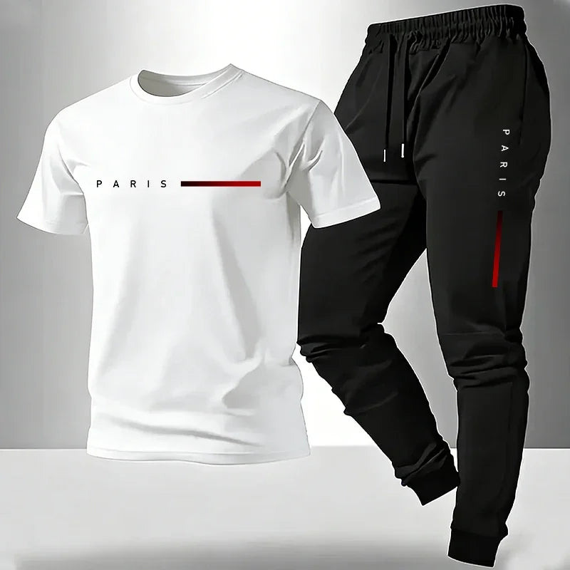 Mens Tracksuit Set Short Sleeve T Shirt And Sweatpants For Spring Summer Breathable Comfort For Men