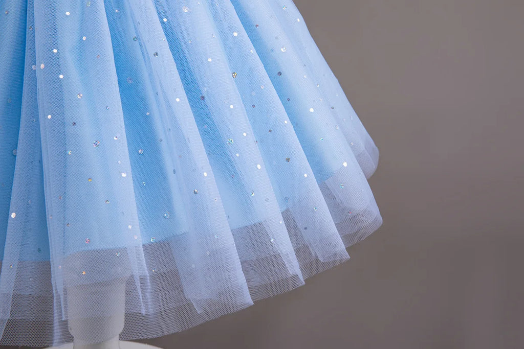 HETISO Pearls Bowknot Kids Girls Dresses Summer Tulle Vintage Elegant Princess Party Gown Children's Gift