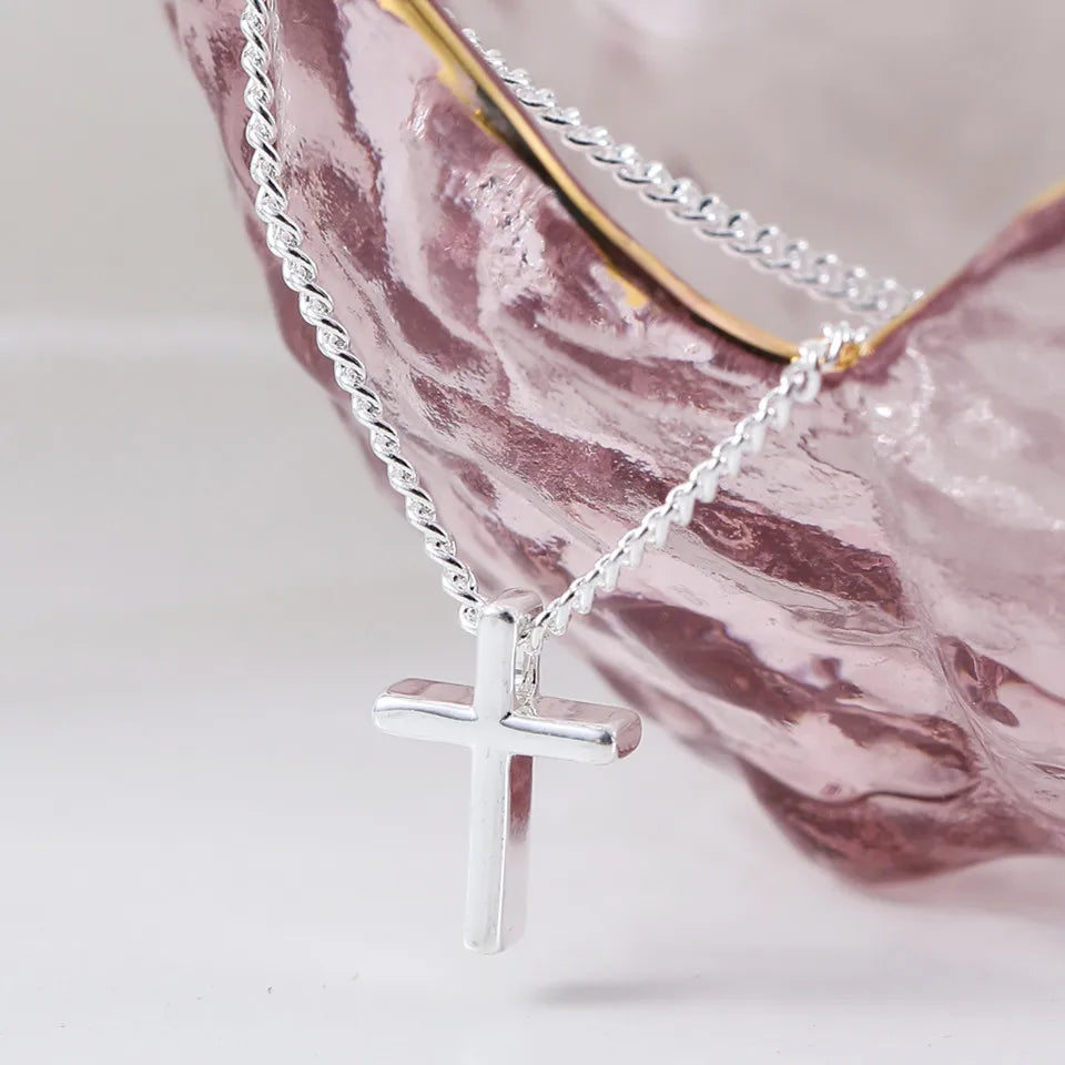 925 Sterling Silver Cross Pendant Necklace Dainty Minimalist Jewelry For Women'S Delicate Chain Fine Fashion Silver Jewelry