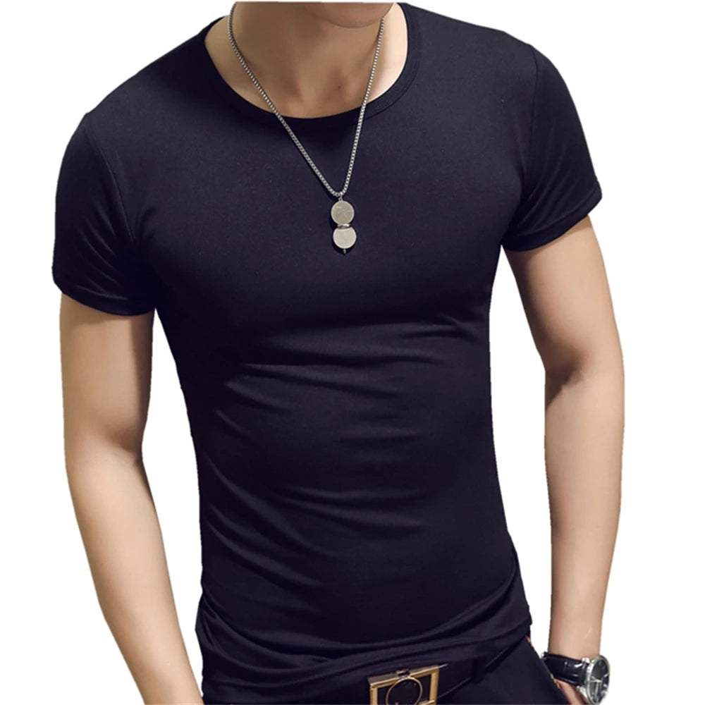 Mens Slim Fit T Shirt Short Sleeve 7 Color Streetwear Gym Tee For Men Breathable Moisture Wicking