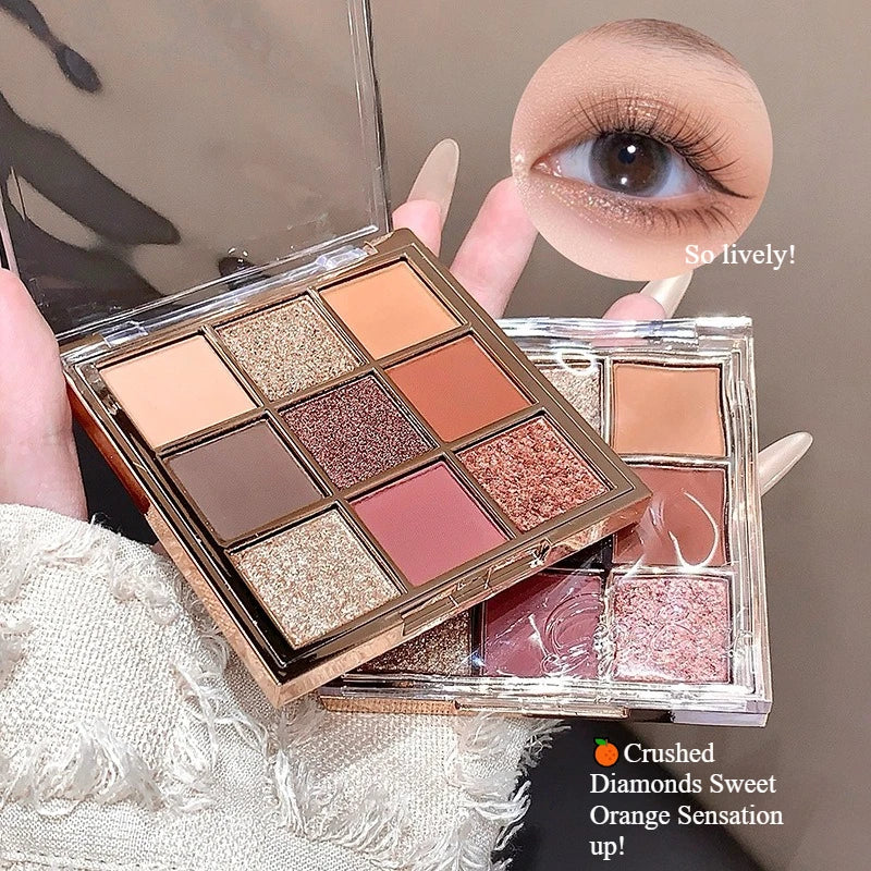 Luminous Illusion 9 Color Eyeshadow Palette,Multi-purpose Matte & Glitter Eyeshadow,High Pigment Long Lasting Eye Shadow Makeup