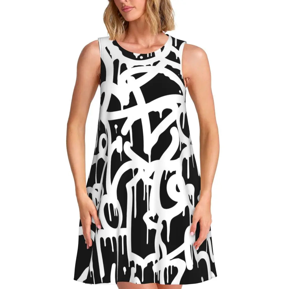 Happy Haunts Casual Dress Spooky Cute Halloween Street Fashion Dresses Sleeveless Night Club Dress Hot O Neck Woman Vestido