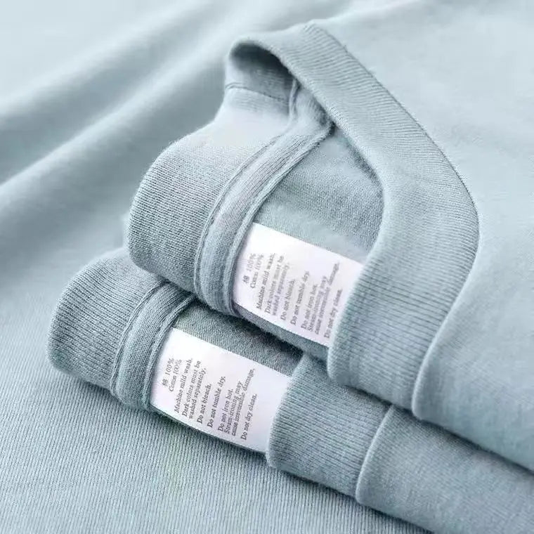 Zefansuli Heavyweight Cotton T-Shirt - Gray-Purple Round Neck Tee