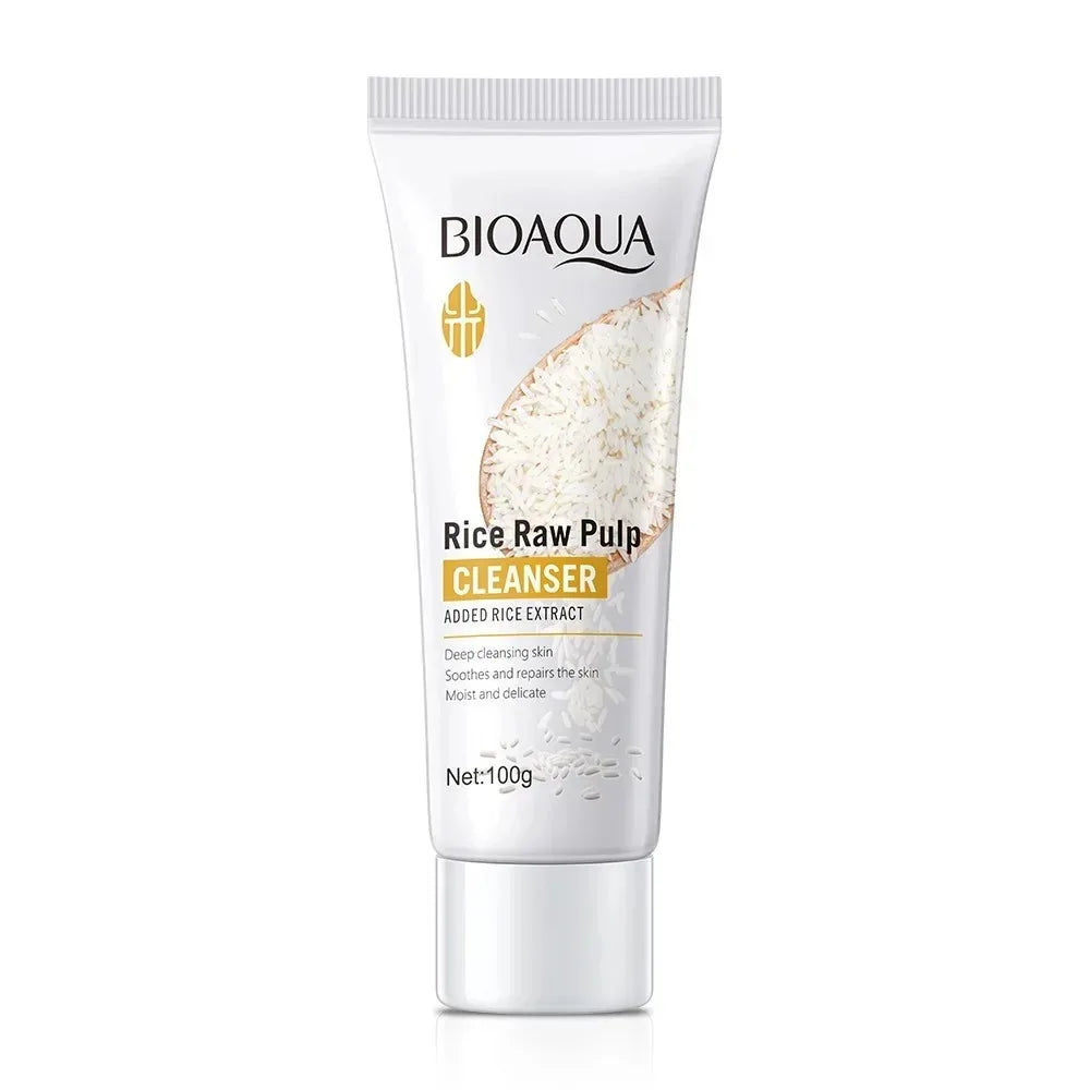 BIOAQUA Rice Raw Pulp Face Care Facial Cleanser Face Wash Foam Skincare Moisturizing Skin Brightening Rejuvenation Face Cleanser