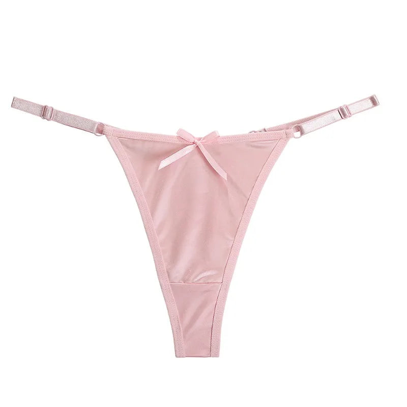 Sexy Women's Satin Soft G-Strings Thongs T-Panties Low Waist Bow Briefs Shorts Comfortable Female Underwear Трусы Женские
