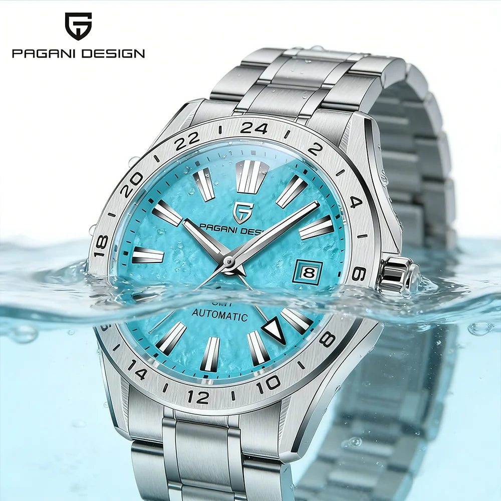Pagani Design GMT Men's Mechanical Watch Luxury Sapphire Glass Stainless Steel Automatic Mechanical Men's Watch 100 Waterproof
