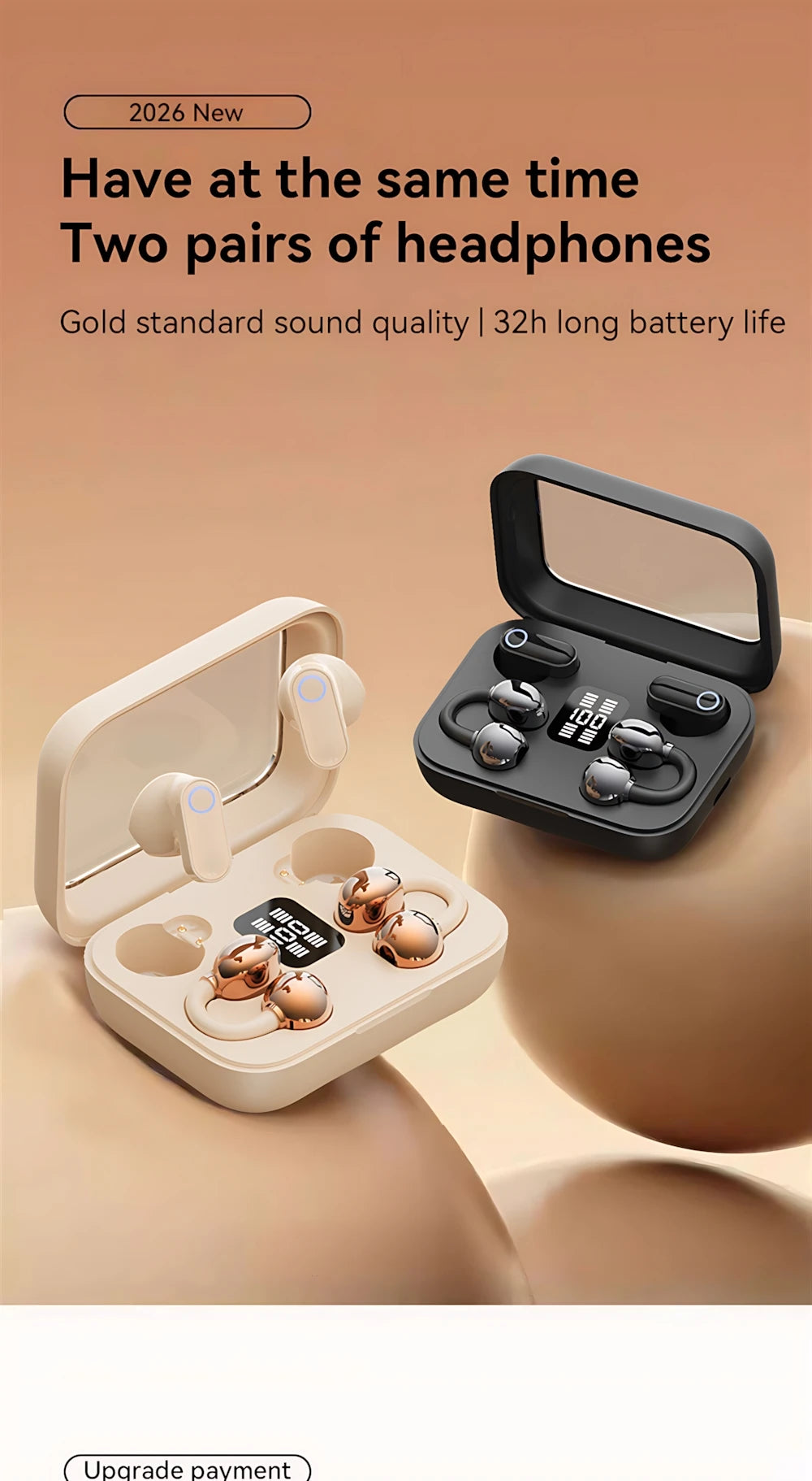 Twin Earphone Open In-ear Type HIFI Bass 2in1 Low-Latency Game Headset High-definition Electric Quantity Digital Display Earplug