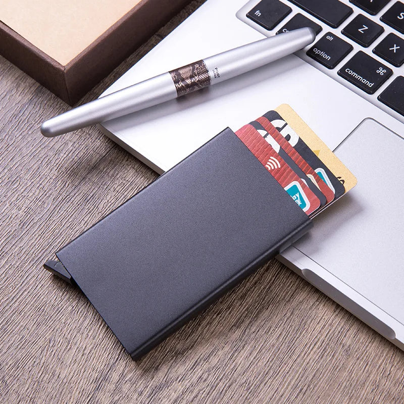 ID Credit Bank Card Holder Wallet Luxury Brand Men Women Anti Rfid Blocking Protected Magic  Slim Mini Small Money Wallets Case
