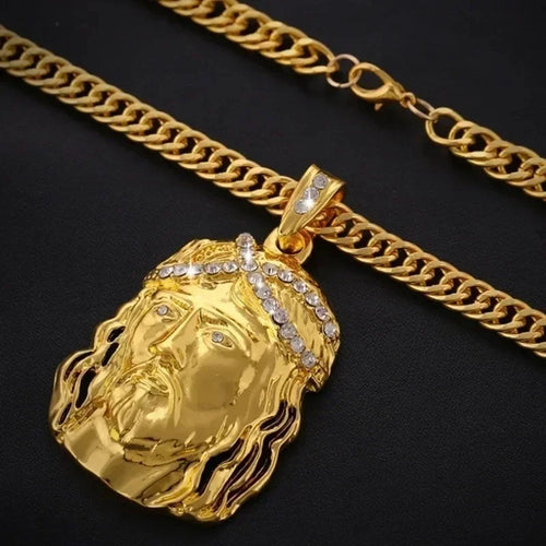 Christian Jesus Portrait Iced Out Necklace Pendant For Men And Women Cross Catholic Amulet Jewelry