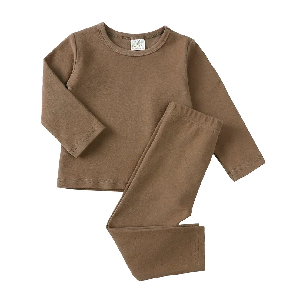 Kids Tales Unisex Cotton Pajama Set - Long Sleeve Solid Sleepwear