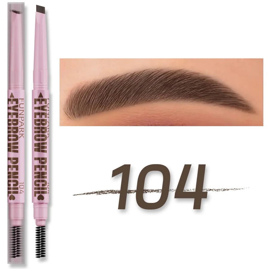 Lápiz de cejas 2 en 1 impermeable de larga duración para mujer, doble punta con 5 opciones de color, pincel tipo tatuaje