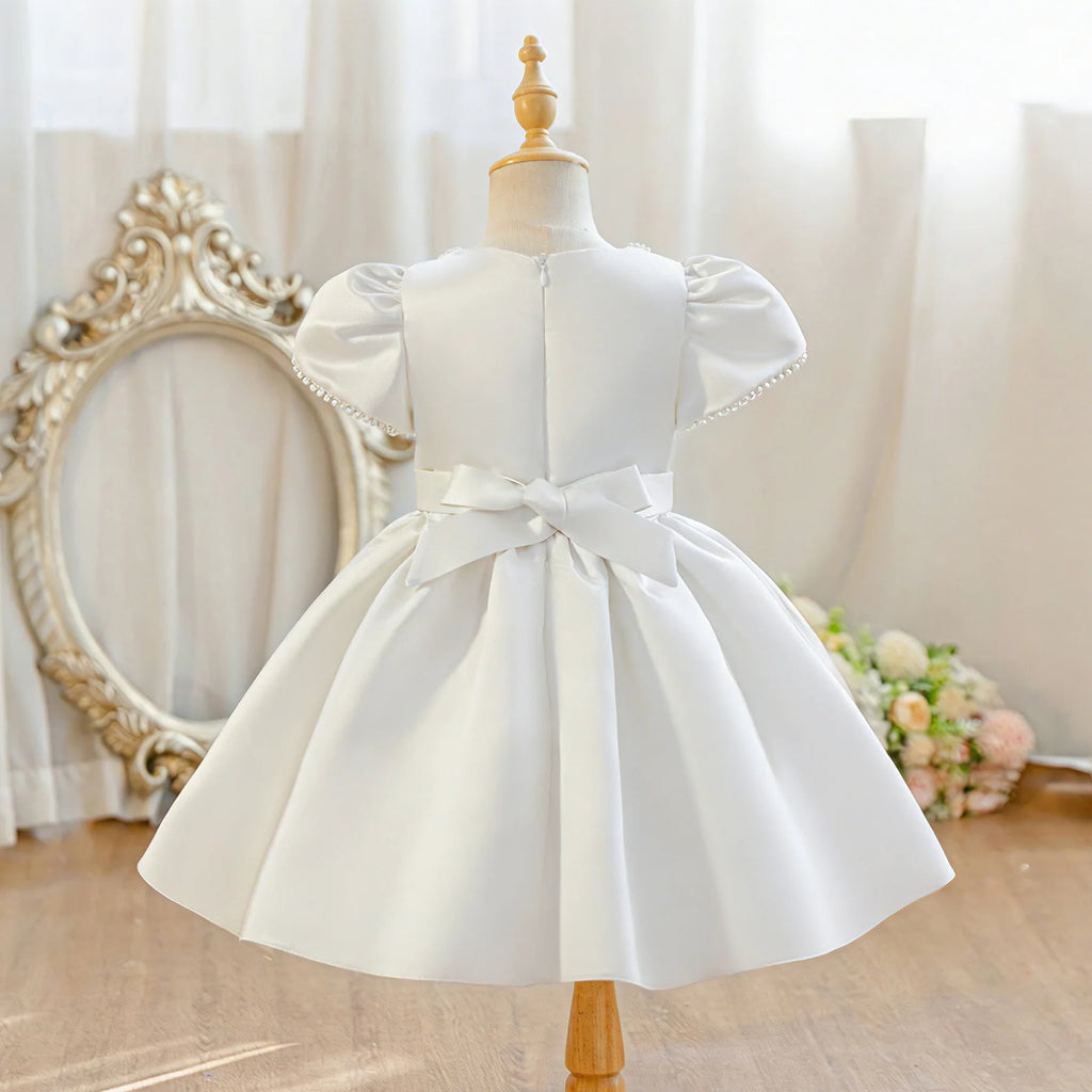 HETISO Girls Pearls Princess Dress Beading Sleeve Kids Formal Ball Gown Children Party Costume 2-10Y