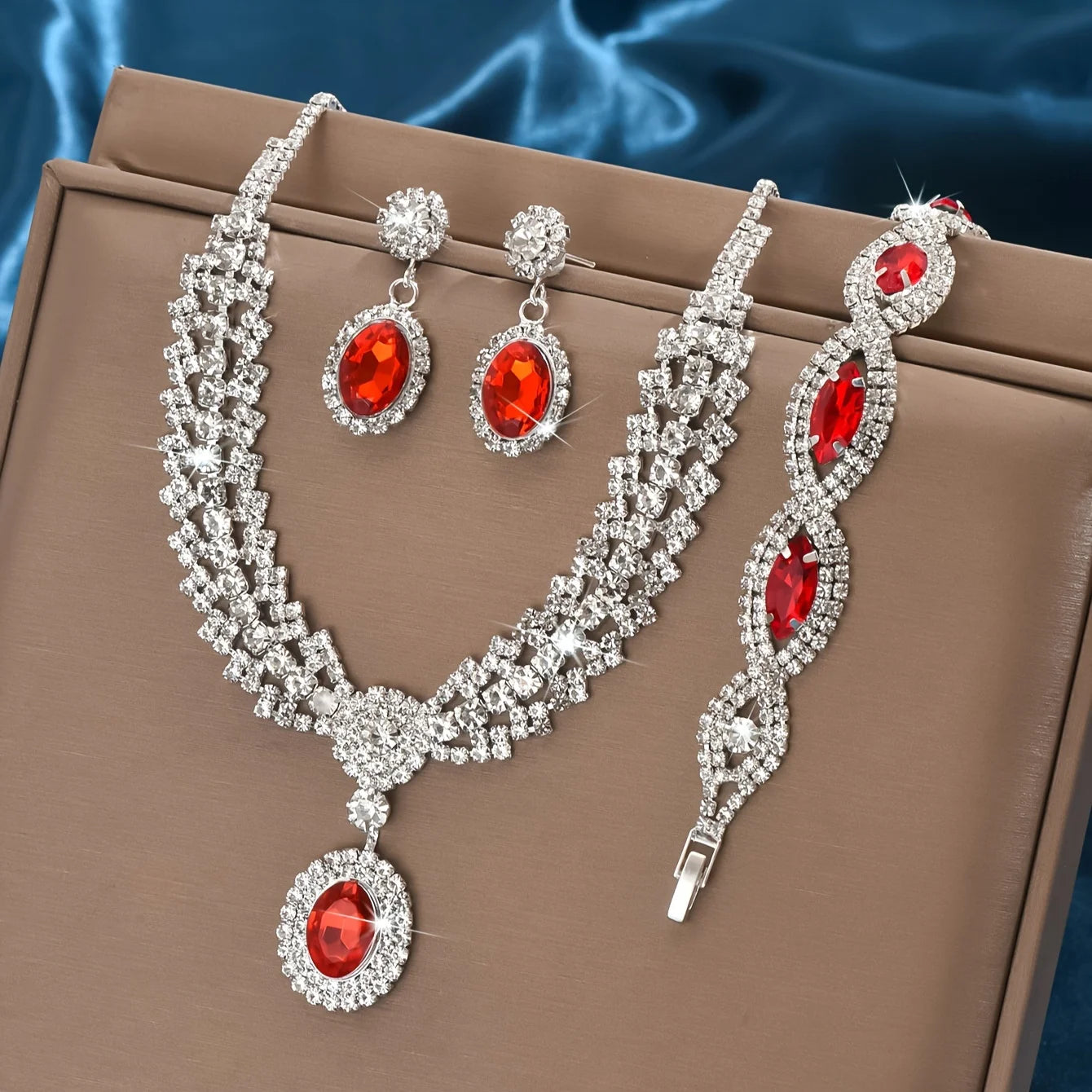 Bridal Jewelry Set Necklace And Earrings With Sparkling Rhinestones For Brides On Your Wedding Day