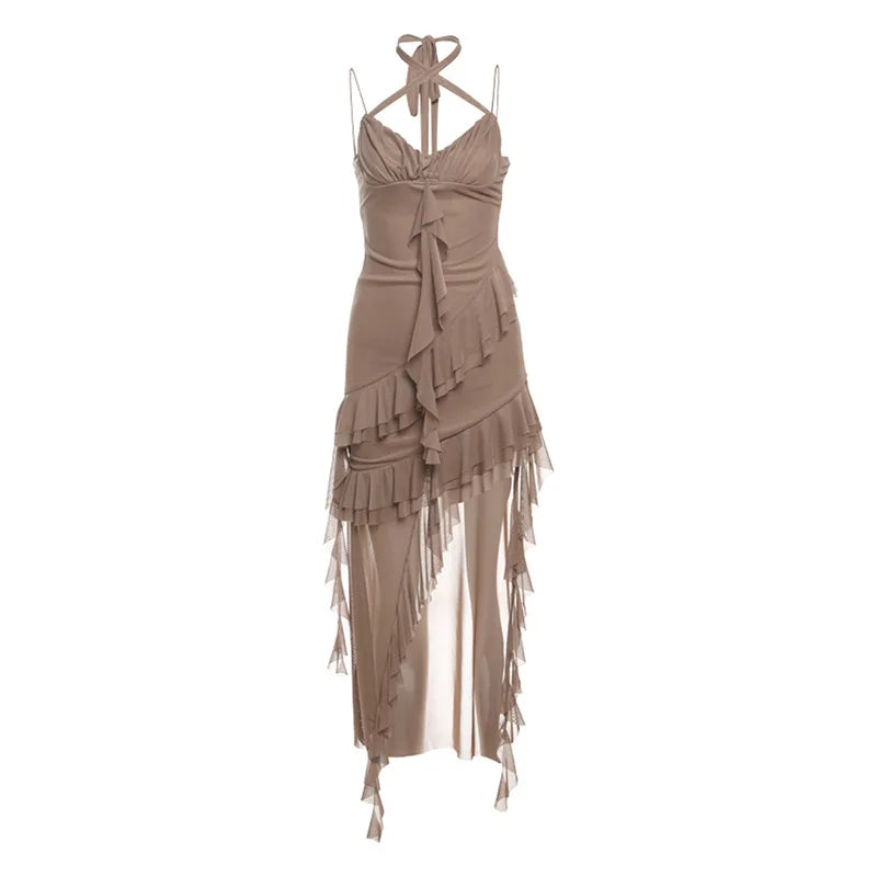 Fashionable Strapless Slim Fit Long Dress Sexy Trendy Girl High Waist Irregular Design Knitted Pure Color Spring New Arrival