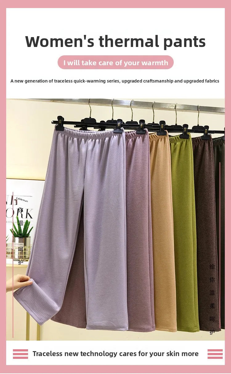 Thickened Double-sided Fleece Straight-leg Pants Women's Winter Sleepwear Sweatpants Casual Comfortable Long Trousers