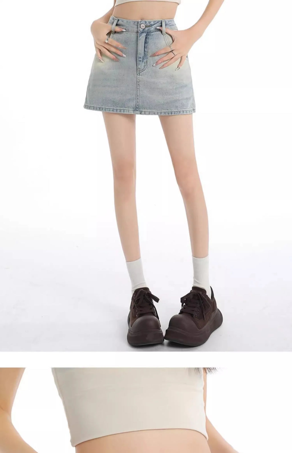 Retro American Washed Slim Fit Denim  Skirt Women Summer Hot Girl High Waist Bodycon Anti Exposure a Line Half Body Skirt