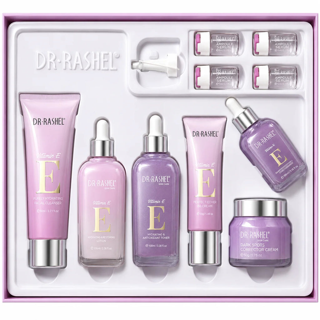 DR·RASHEL Facial Set Hydrating Repairing Brightening Whitening Vitamin E Skin Care Set 10pcs/kit