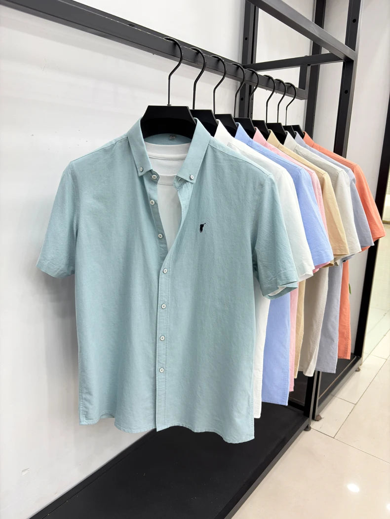 100% pure cotton short sleeve shirt summer new breathable men's T-shirt designer brand Paul Pony embroidery business casual top