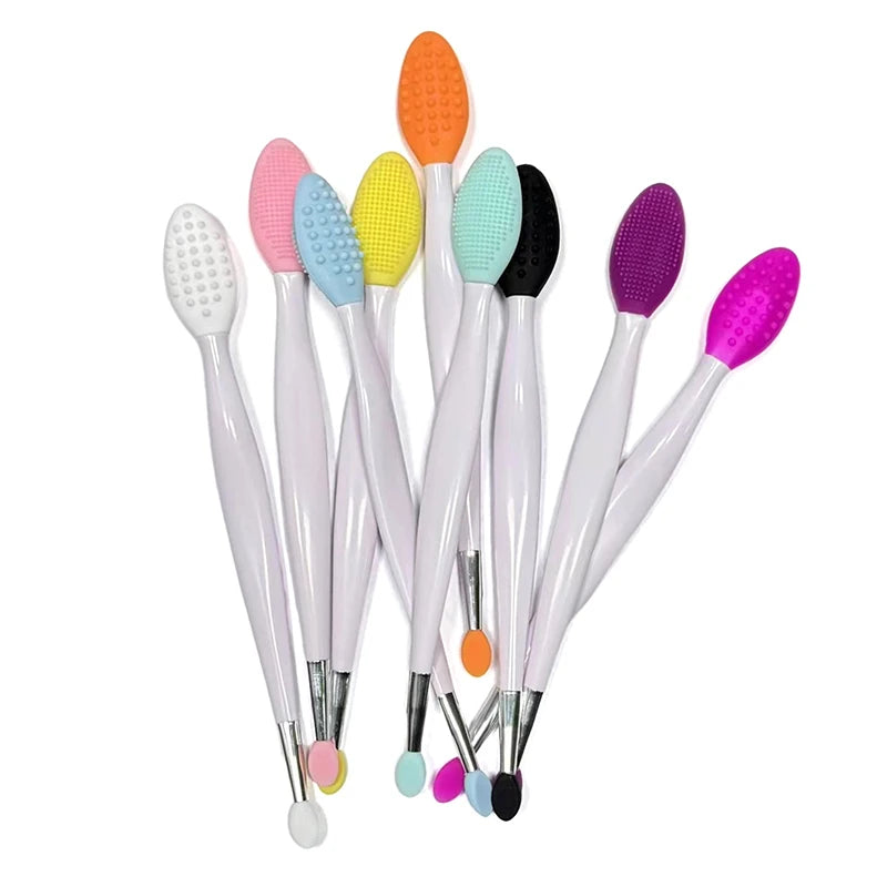 Double-headed Silicone Brush Skin Care Lip Exfoliating Facial Cleansing Face Scrub Nose Clean Brush Lipstick Lip Balm Applicator