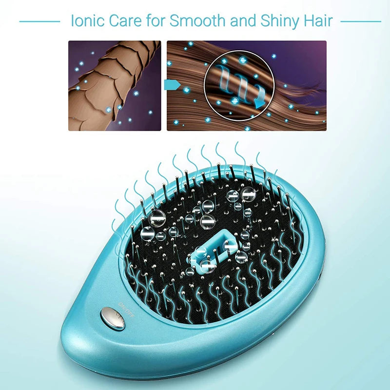 New Product Electric Sonic Vibration Magnetic Massage Comb Ion Anti-static Mini Hair Straightening Comb