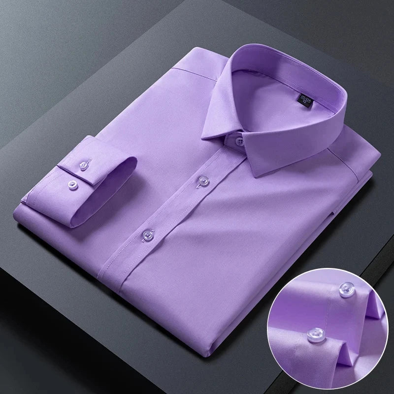 Bamboo Fiber Anti-Wrinkle Mens Shirts Long Sleeve Dress Shirts For Slim Fit Camisa Social Business Blouse White Shirt S-7Xl 8Xl