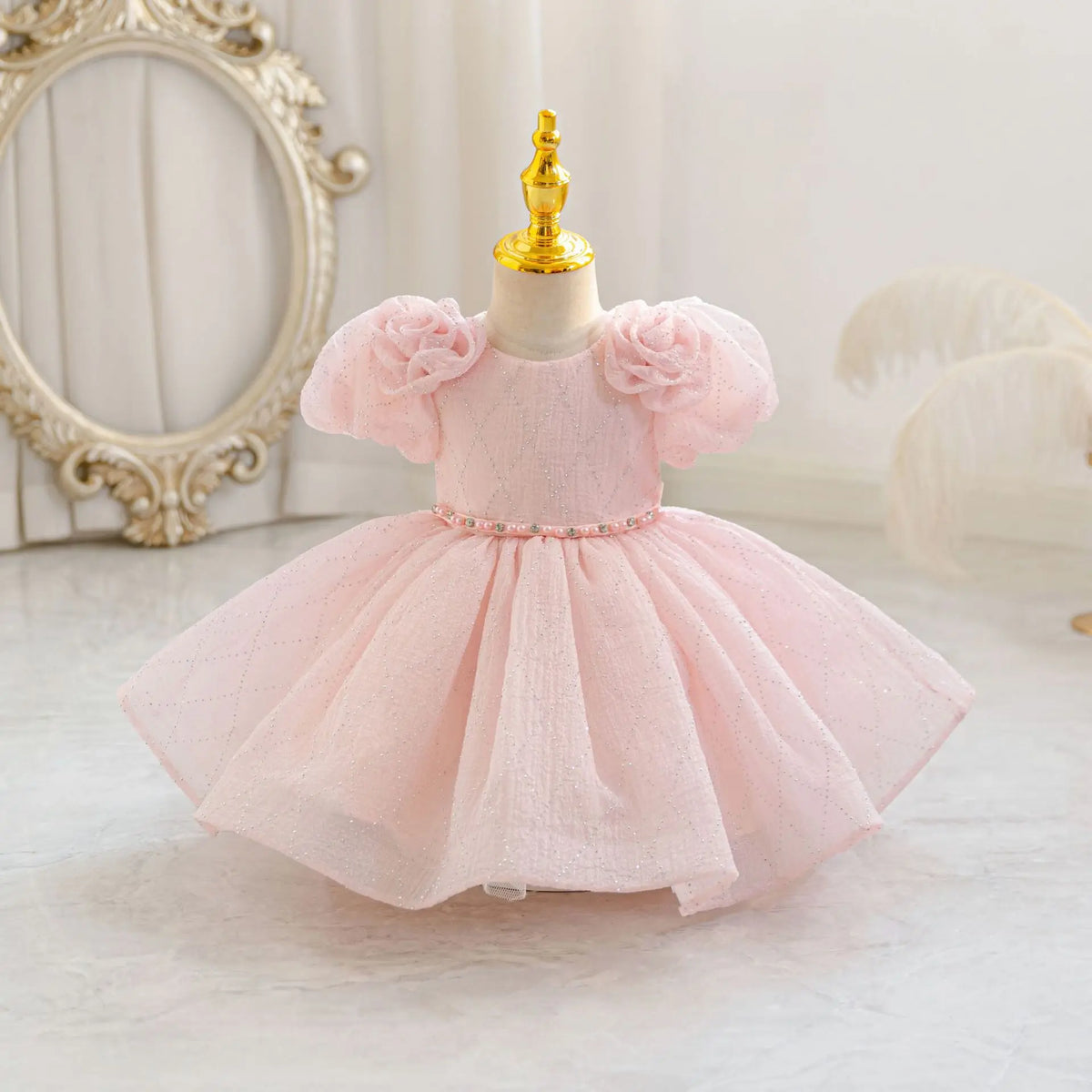 HETISO Flower Girls Princess Dress Beaded Kids Ball Gown for Wedding Child Birthday Party Custom 1-4 Years