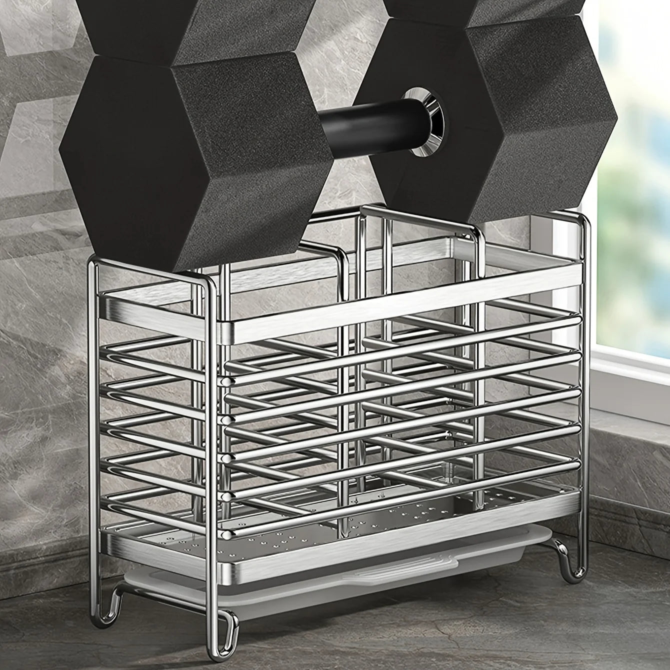 Soporte Utensilios Cocina Pared Sin Taladro Acero Inoxidable Organizador Ahorra Espacio Para Cubiertos De Cocina Ideal Para Espacios Pequeños