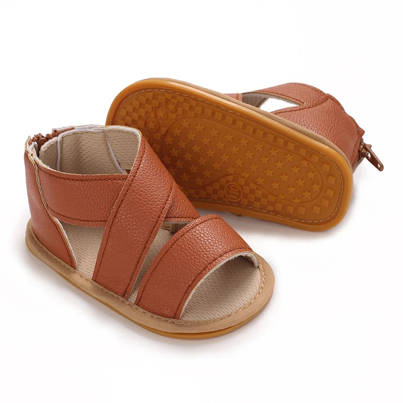 Baby Learning Walk Shoes,Back Zipper Summer Infant Sandals Soft Daily Wear Footwear for Newborn Baby Girls 0-1 Year