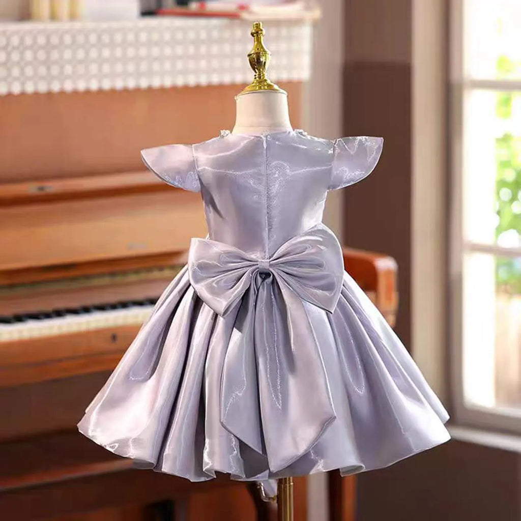 Dreamy Vow J764 Elegant Purple Baby Girl Dress With Bow Satin for Kids Wedding Birthday Party Spring Knee Length Ball Gown