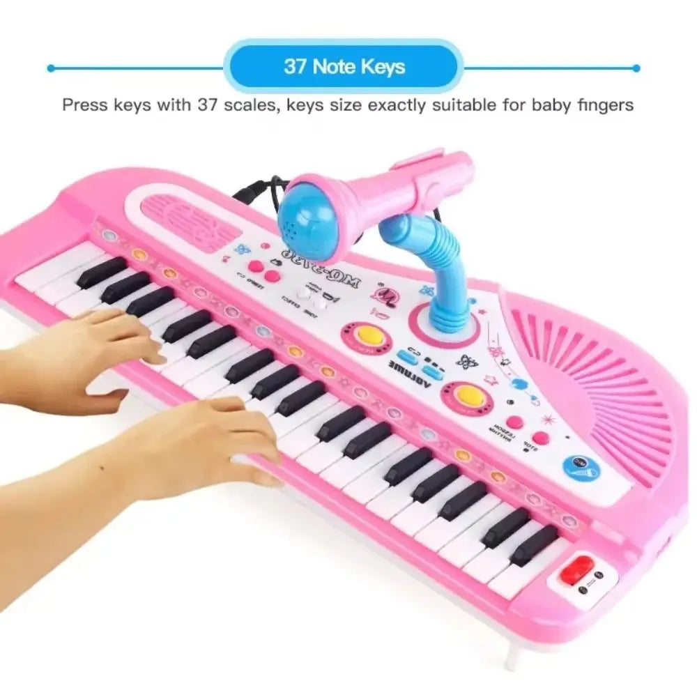 Plastic 37 Key Piano Musical with Microphone Montessori 37 Key Electronic Keyboard Simulation Multifunctional Electronic Piano