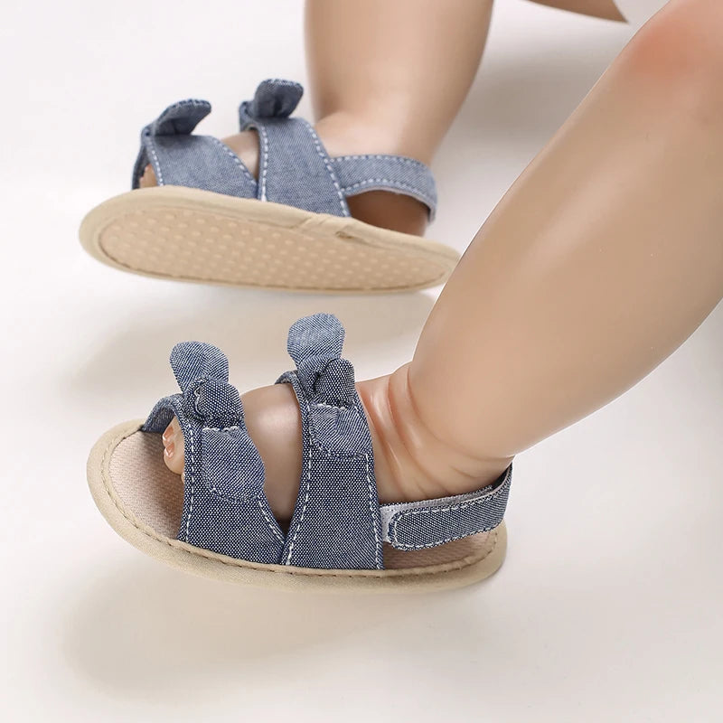 Baby Girls First Walker Sandals - Butterfly Knot Soft Cotton Sole