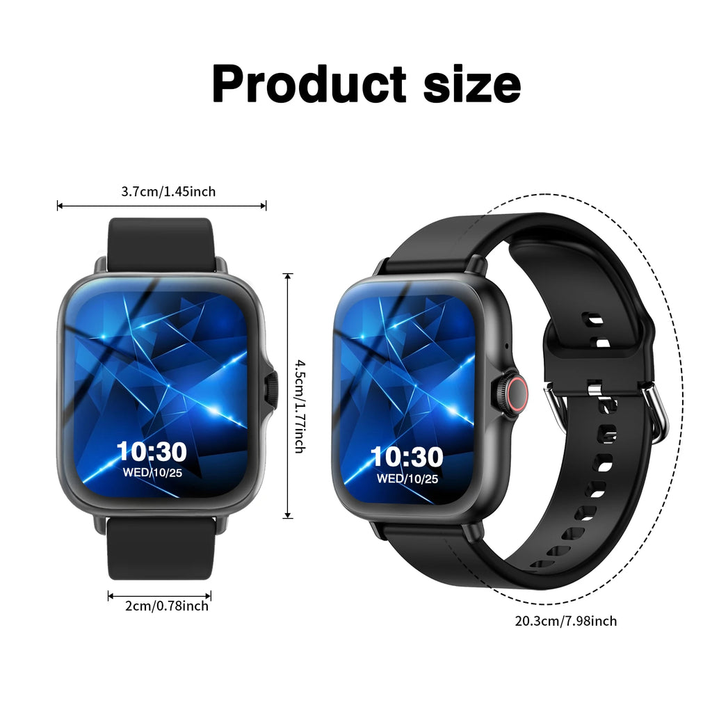 1.83" Touch Screen Smart Watch - Wireless Calling, Silicone Band