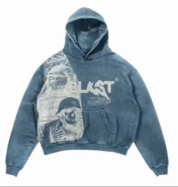 BiggOrange Y2K Retro Camouflage Pullover Hoodie - Oversized Cotton