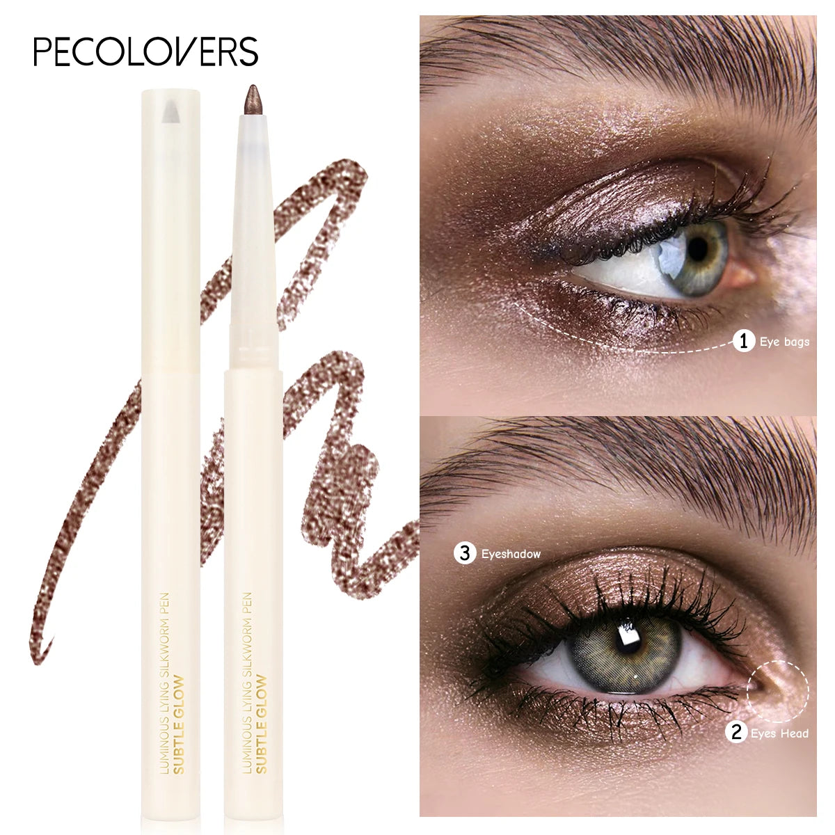 1 pc Smooth Nib Lying Silkworm Pen, Waterproof and Long-Lasting, Multi-Functional Lying Silkworm Pen, Eye Cosmetics