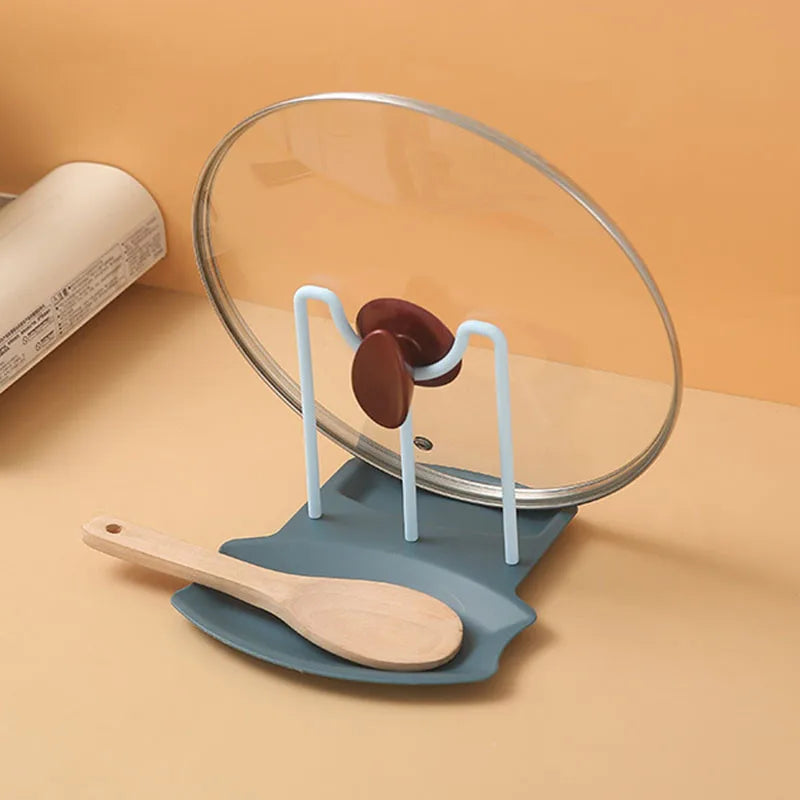 Organizador de cocina, soporte para tapas de ollas, estante para secar sartenes, soporte de encimera sin perforaciones para cucharas, accesorios para el hogar