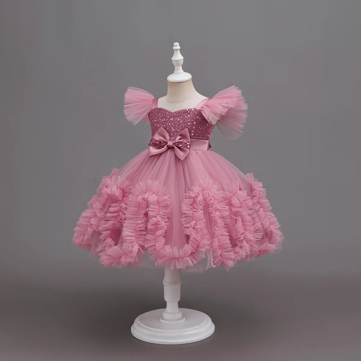 HETISO Girls Sequined Tutu Mesh Dress Summer Kids Birthday Party Christmas Ball Gown Child Wear For 3-10 Years