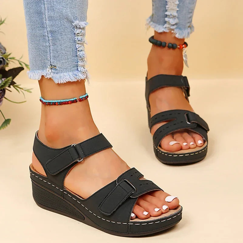 Women's Wedge Platform Sandals - Open Toe Casual Beach Shoes