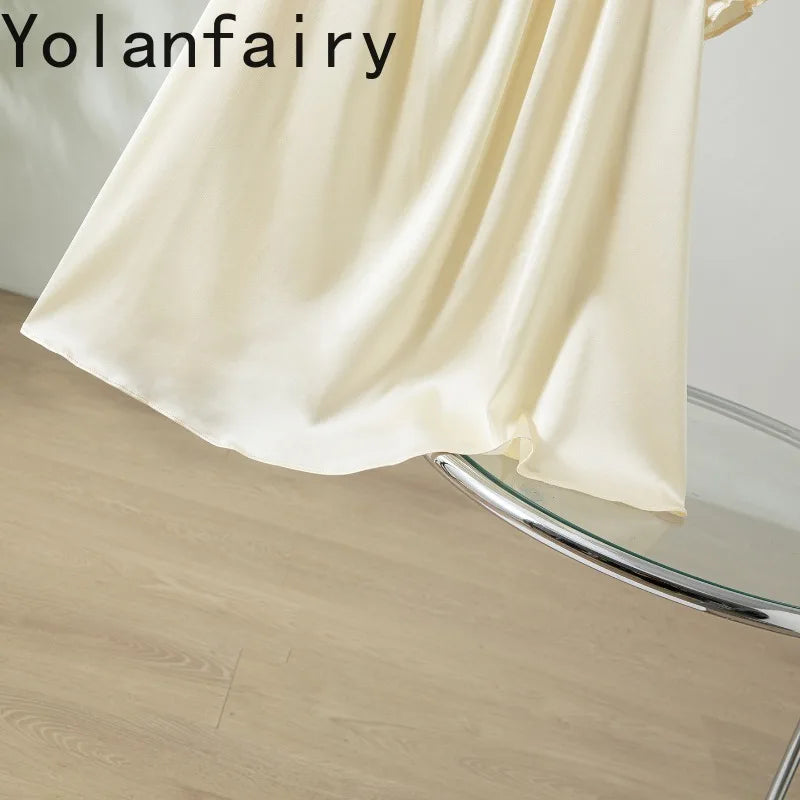YOLANFAIRY 93% Real Mulberry Silk Pajamas for Woman 2026 Spring Summer High-end Sets Woman 2 Piece Short Sleeve Pijamas De Mujer