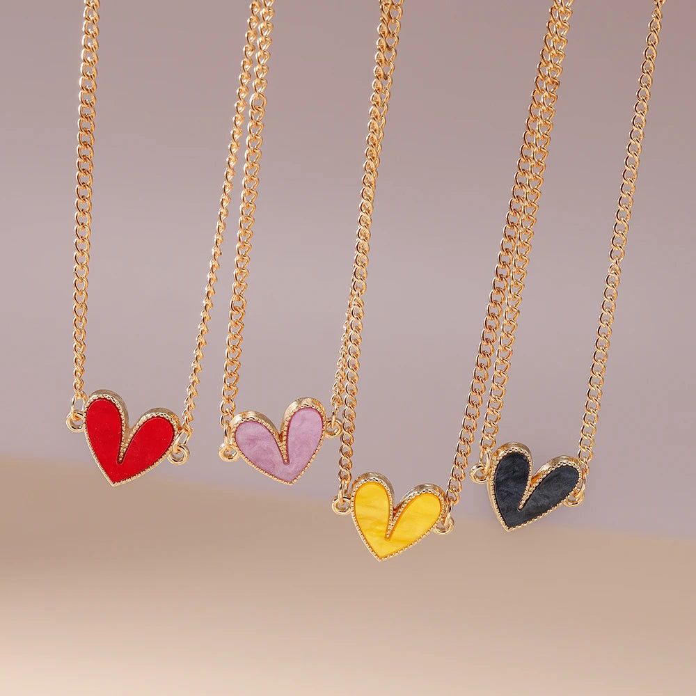 Cute Love Heart Pendant Necklace for Women Girls Gold Color Choker Necklaces Chain Birthday Jewelry Gifts