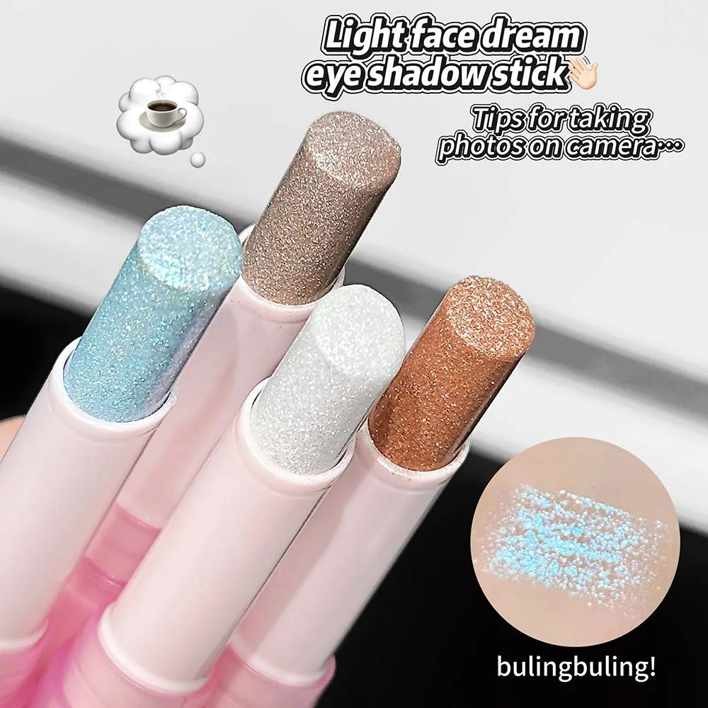 LUCKGO Jelly Eyeshadow Stick Eye Shadow Pen, Waterproof Sweatproof, Not Easy to Break, Pearlescent, Fine Shiny, Lazy Eyeshadow